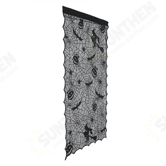 Halloween Lace Window Door Curtains Witch Pumpkins Bats Cloth Haunted House Decor