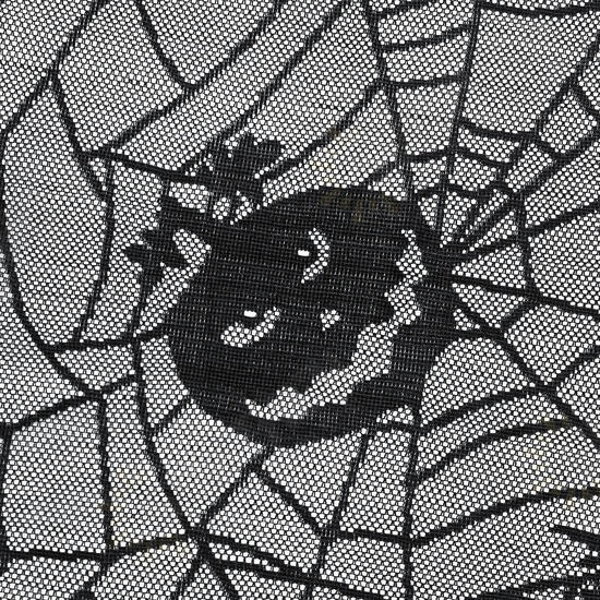 Halloween Lace Window Door Curtains Witch Pumpkins Bats Cloth Haunted House Decor