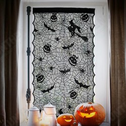 Halloween Lace Window Door Curtains Witch Pumpkins Bats Cloth Haunted House Decor Halloween Lace Window Door Curtains Witch Pumpkins Bats Cloth Haunted House Decor