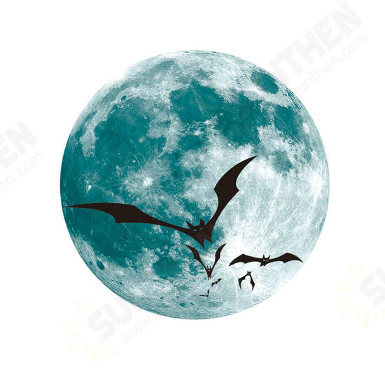 Halloween Moon Bat Glow In Dark Wall Sticker Luminous Removable Party Room Decorations