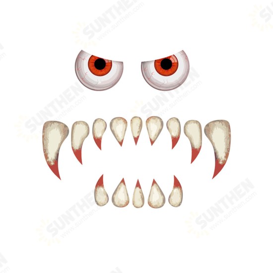 Halloween Scary Monster Face Devil with Eyes Teeth Cutouts Combination Sticker Window Gateway Door Car Sticker Decor