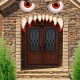 Halloween Scary Monster Face Devil with Eyes Teeth Cutouts Combination Sticker Window Gateway Door Car Sticker Decor