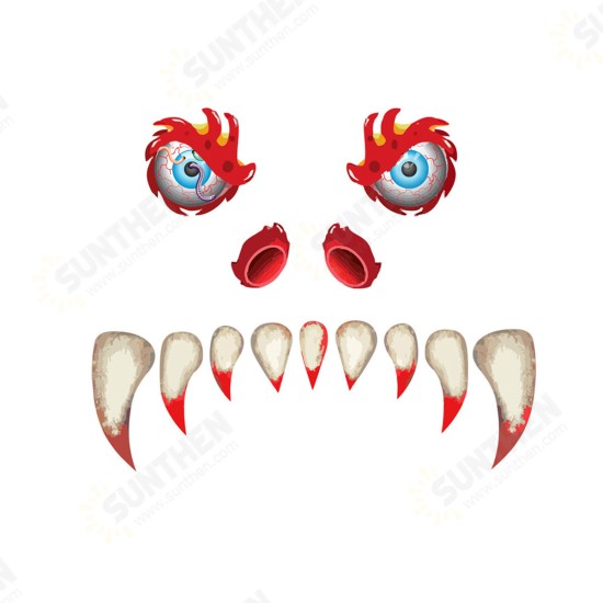 Halloween Scary Monster Face Devil with Eyes Teeth Cutouts Combination Sticker Window Gateway Door Car Sticker Decor