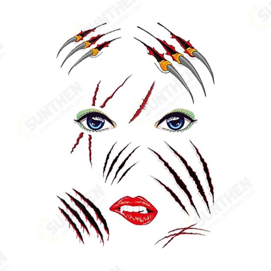 Halloween Tattoo Stickers Scary Halloween Temporary Face Tattoos Terror Wall Sticker Halloween Festival Descoration