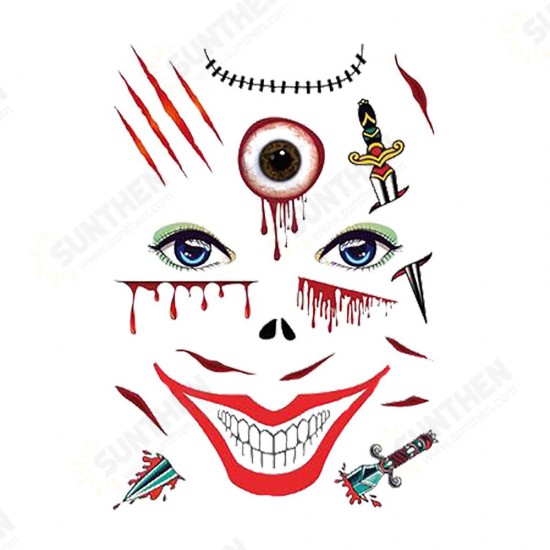 Halloween Tattoo Stickers Scary Halloween Temporary Face Tattoos Terror Wall Sticker Halloween Festival Descoration