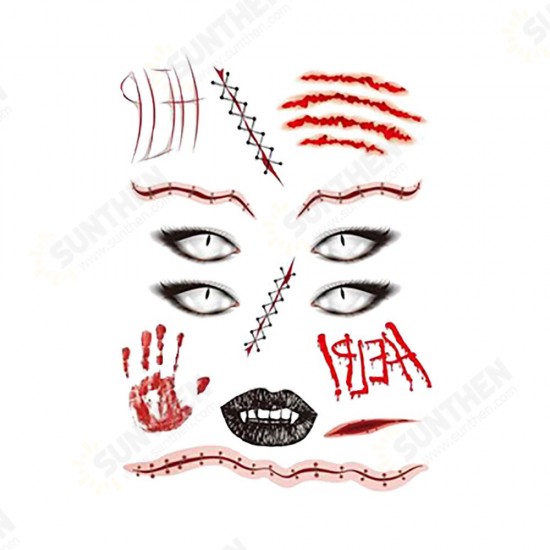 Halloween Tattoo Stickers Scary Halloween Temporary Face Tattoos Terror Wall Sticker Halloween Festival Descoration