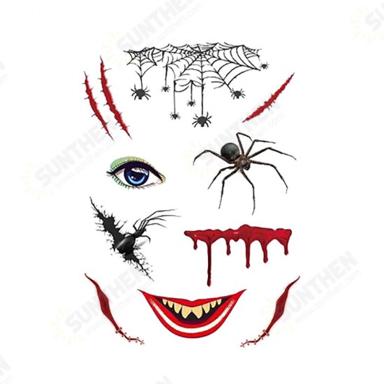 Halloween Tattoo Stickers Scary Halloween Temporary Face Tattoos Terror Wall Sticker Halloween Festival Descoration