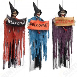 Halloween Tools Scary Welcome Sign Hanging Skeleton Voice Lights Eyes for Halloween Decorations Halloween Tools Scary Welcome Sign Hanging Skeleton Voice Lights Eyes for Halloween Decorations