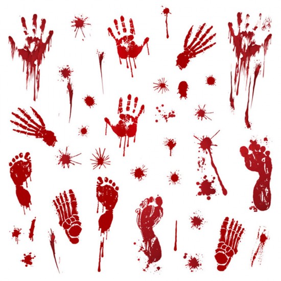 Halloween Wall Sticker Bloody Handprint Footprints Floor Clings Horror Decal Halloween Glass Window Sticker Decaration