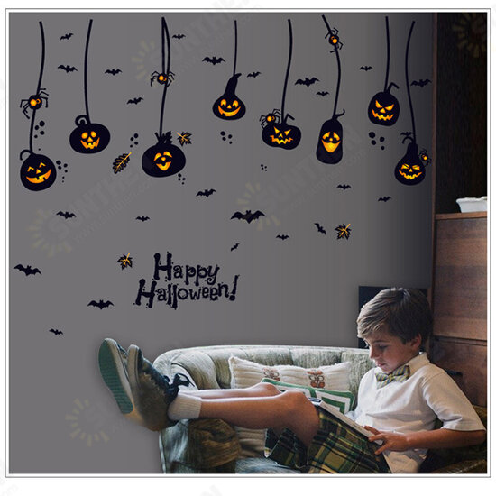 Halloween Waterproof PVC Wall Stickers Gothic Pumpkin Lantern Witch Pattern DIY Home Nursery Kid Room Decoration