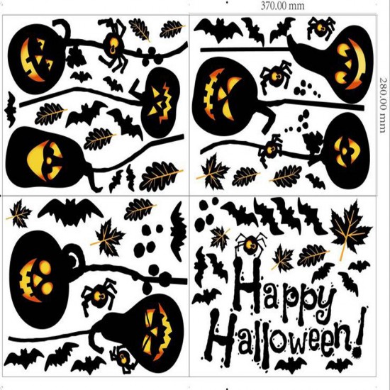 Halloween Waterproof PVC Wall Stickers Gothic Pumpkin Lantern Witch Pattern DIY Home Nursery Kid Room Decoration