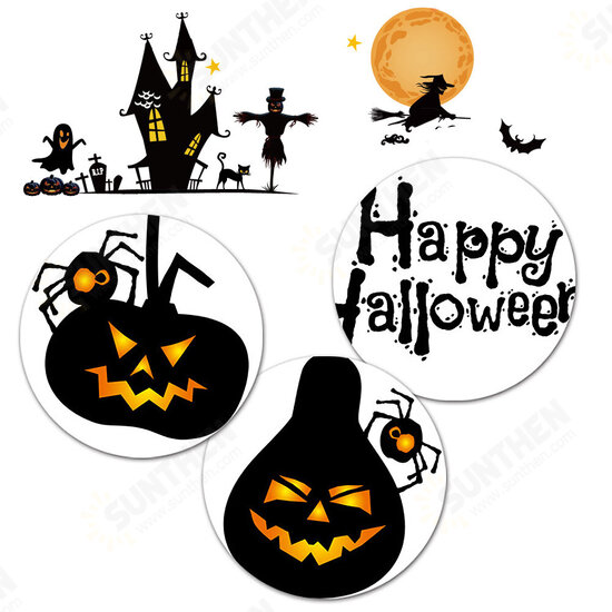 Halloween Waterproof PVC Wall Stickers Gothic Pumpkin Lantern Witch Pattern DIY Home Nursery Kid Room Decoration