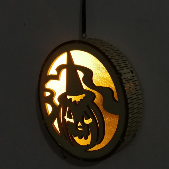 JM01493 Pumpkin Wooden LED Light Halloween Decorations Wall Lamp For Festive Party