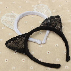 Lace Cat Ears Hair Band Party Cosplay Masquerade Headbrand Lace Cat Ears Hair Band Party Cosplay Masquerade Headbrand