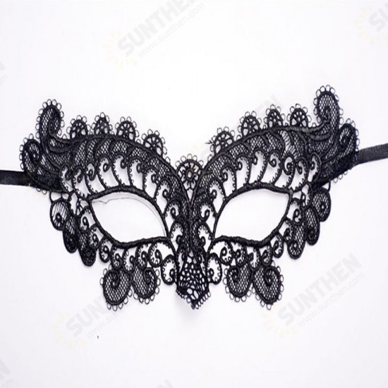 Lace Women Eye Face Mask Masquerade Party Ball Prom Halloween Costume Party Masks Eye Face Mask - Black