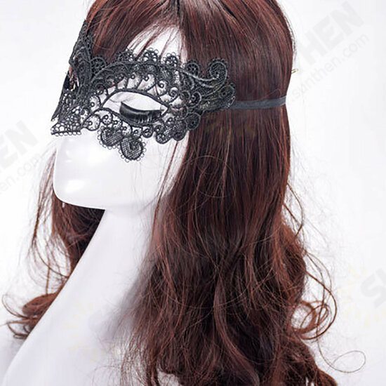 Lace Women Eye Face Mask Masquerade Party Ball Prom Halloween Costume Party Masks Eye Face Mask - Black