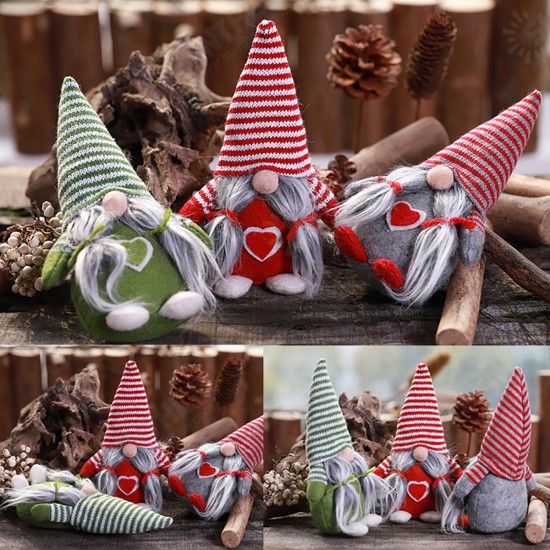 Non-Woven Hat With Heart Handmade Gnome Santa Christmas Figurines Ornament Holiday Table Decorations Festive Present