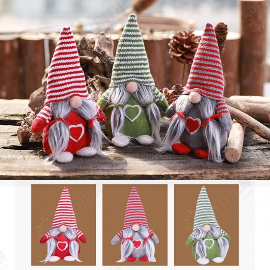 Non-Woven Hat With Heart Handmade Gnome Santa Christmas Figurines Ornament Holiday Table Decorations Festive Present