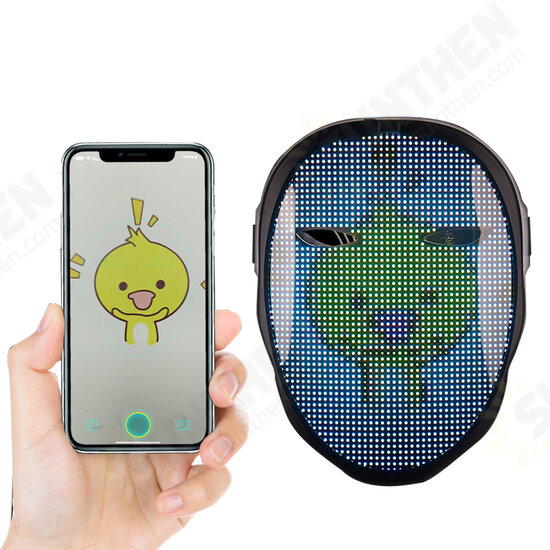 Smart Bluetooth LED DIY Mask Intelligent Face-Changing APP Control Full-Color LED Glowing DIY Shining Mask For Halloween Christmas