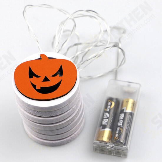 Wooden SPOOKY Alphabet Evil Pumpkin Pattern LED Light String Halloween Pendant Crafts For Home Party Decoration