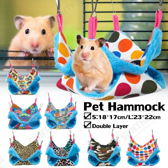 Pet Hamster Birds Hammock Double Layer Squirrel Hanging Bed House Cute Mezzanine Hanging Bed