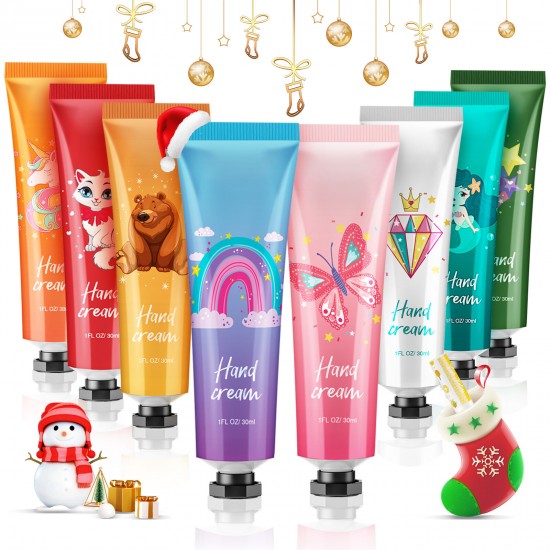 Hand Cream Gift Set 9 Pcs Travel Size Hand Lotion 30ml with Lip Balm Hand Cream for Dry Cracked Hands, Deeply Moisturizing Hand