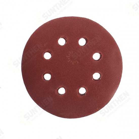 100Pcs 125mm 8 Holes Abrasive Sand Discs 60/80/100/120/240 Grit Sanding Papers