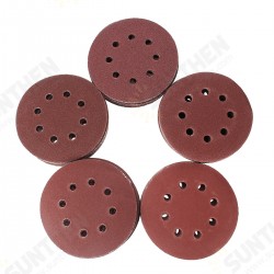 100Pcs 125mm 8 Holes Abrasive Sand Discs 60/80/100/120/240 Grit Sanding Papers