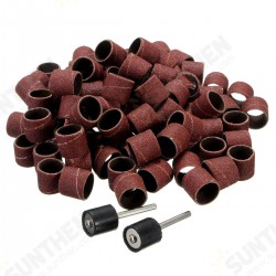 100pcs 1/2 inch Sanding Sandpaper Sleeves with 2 Mandrels