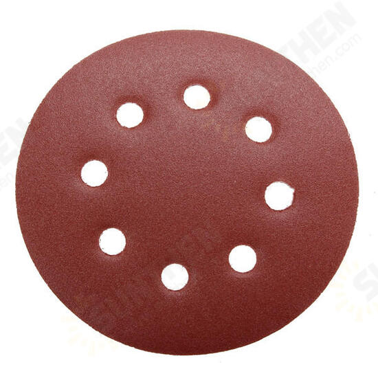 100pcs 125mm 8 Holes Abrasive Sand Discs 60-240 Grit Sanding Papers