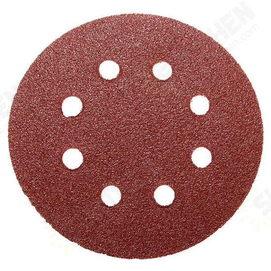 100pcs 125mm 8 Holes Abrasive Sand Discs 60-240 Grit Sanding Papers