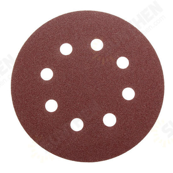 100pcs 125mm 8 Holes Abrasive Sand Discs 60-240 Grit Sanding Papers