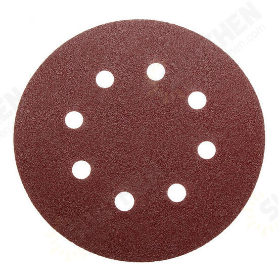 100pcs 125mm 8 Holes Abrasive Sand Discs 60-240 Grit Sanding Papers