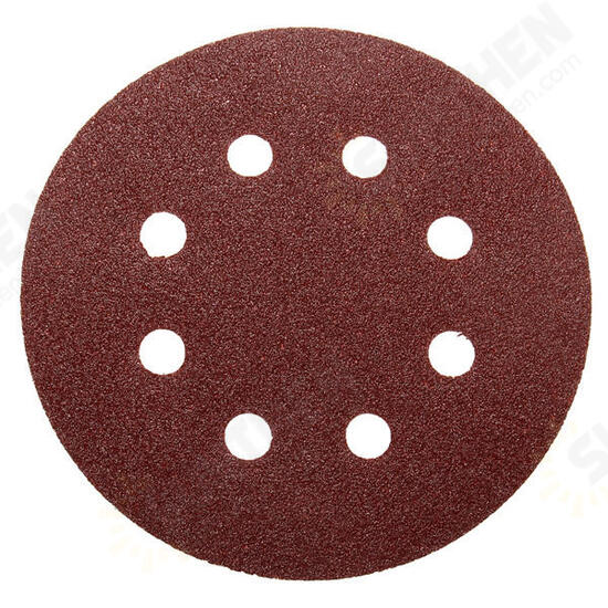 100pcs 125mm 8 Holes Abrasive Sand Discs 60-240 Grit Sanding Papers