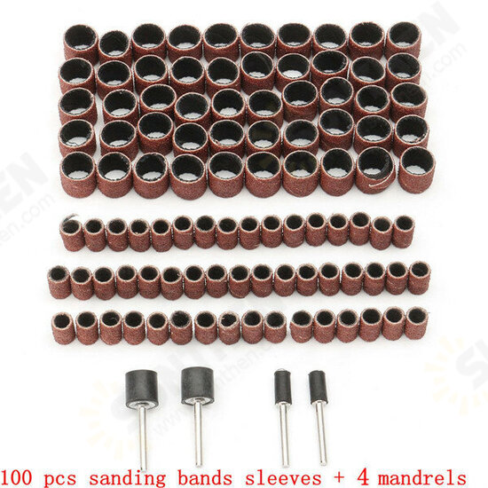 100pcs 1/4 1/2 Inch Sanding Sandpaper Sleeves with 4 Mandrels for Dremel Rotary Tool 100pcs 1/4 1/2 Inch Sanding Sandpaper Sleeves with 4 Mandrels for Dremel Rotary Tool