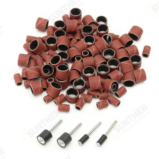 100pcs 1/4 1/2 Inch Sanding Sandpaper Sleeves with 4 Mandrels for Dremel Rotary Tool 100pcs 1/4 1/2 Inch Sanding Sandpaper Sleeves with 4 Mandrels for Dremel Rotary Tool