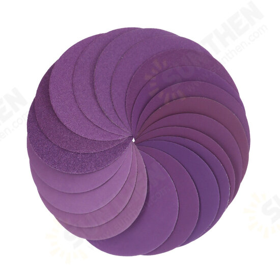 100pcs 4 Inch 100mm 80 Grit Purple Sanding Disc Waterproof Hook Loop Sandpaper for Metal Wood Car Furniture Polishing