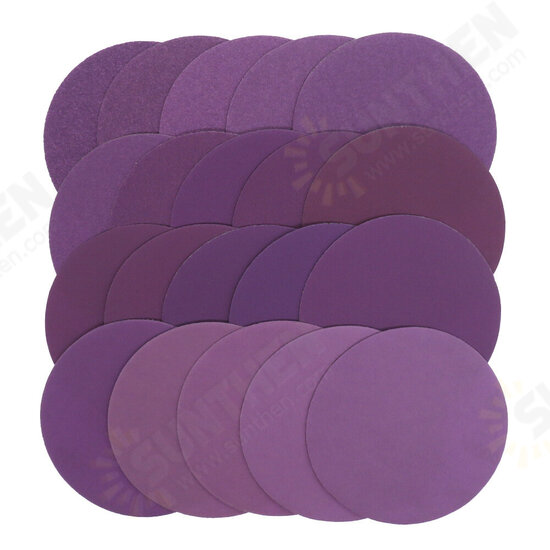 100pcs 4 Inch 100mm 80 Grit Purple Sanding Disc Waterproof Hook Loop Sandpaper for Metal Wood Car Furniture Polishing