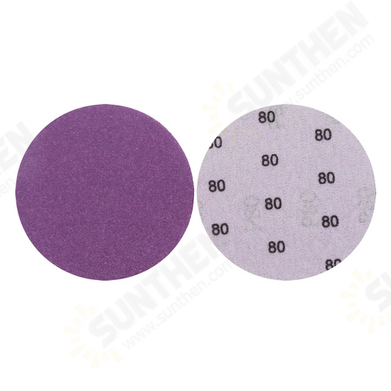 100pcs 4 Inch 100mm 80 Grit Purple Sanding Disc Waterproof Hook Loop Sandpaper for Metal Wood Car Furniture Polishing