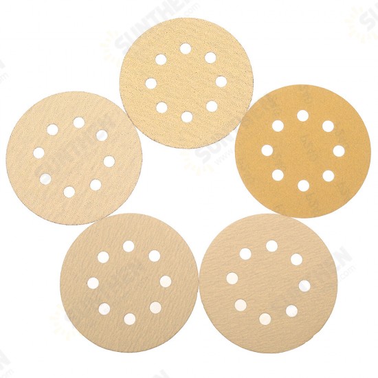 100pcs 5 Inch 60/80/120/150/240 Grit Sanding Discs 125mm 8 Holes Sandpaper Sanding Polishing Pad