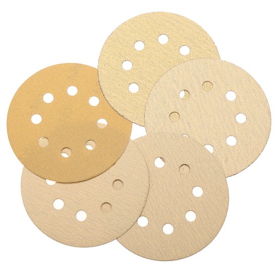 100pcs 5 Inch 60/80/120/150/240 Grit Sanding Discs 125mm 8 Holes Sandpaper Sanding Polishing Pad