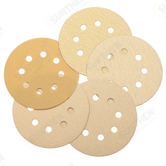 100pcs 5 Inch 60/80/120/150/240 Grit Sanding Discs 125mm 8 Holes Sandpaper Sanding Polishing Pad