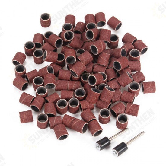 100pcs Sanding Bands Sleeves with 2pcs Mandrels for Electric Grinding Polishing