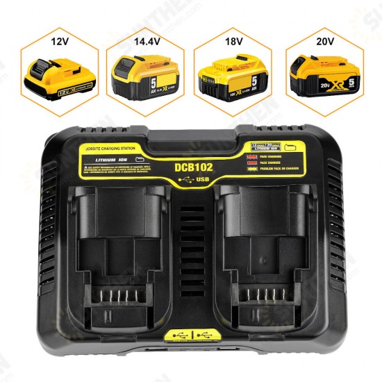 10.8V-20V DCB102 Dual Rechargeable Power Tool Battery Charger For Dewalt