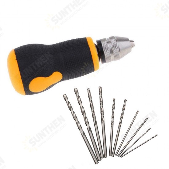 10Pcs Drill Bits Set Micro Hand Drill Mini Portable Small 0.8-3.0mm Carbon Steel Drilling Kit Woodworking Watch Making