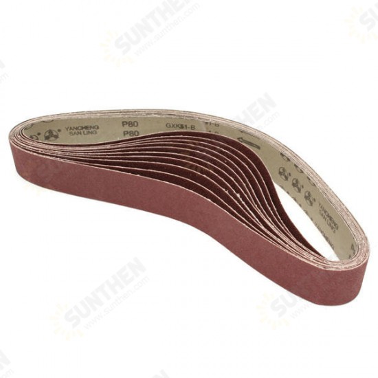 10pcs 106x5cm Alumina Sanding Belts 80 Grit Sandpaper Self Sharpening Oxide Abrasive Strips