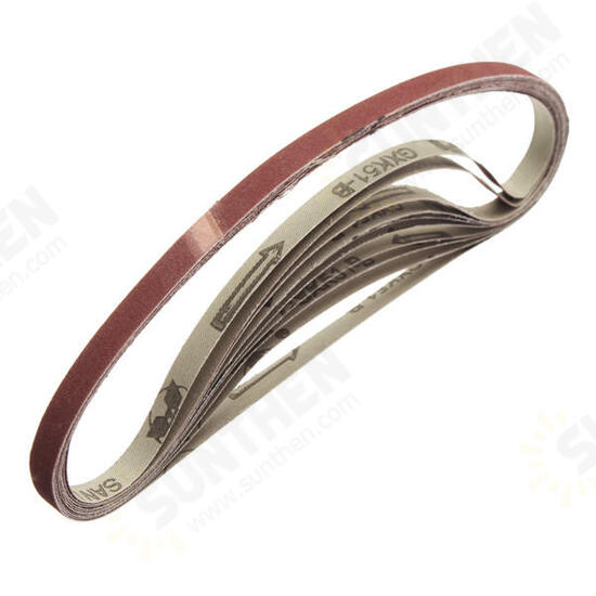 10pcs 10x600mm Sanding Belts 60-600 Grit Abrasive Tools