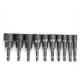 10pcs 1/4 Inch 6-19mm Magnetic Nut Driver Socket Set Metric Impact Drill Bits