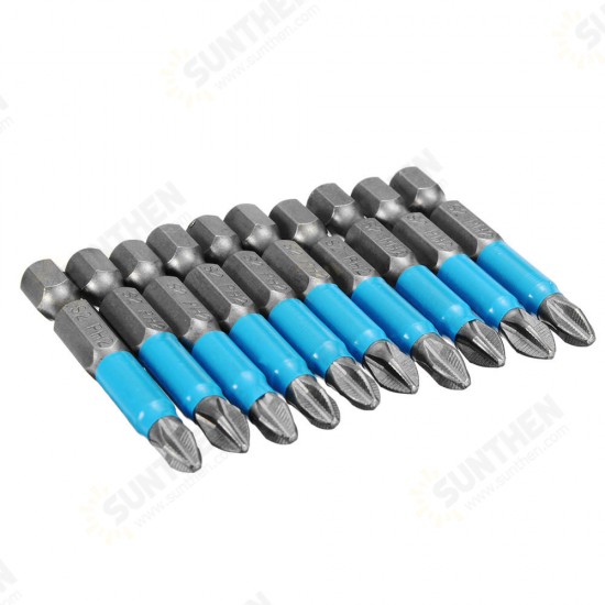 10pcs 1/4 Inch Hex Shank Anti Slip PH2 Phillips Magnetic Impact Screwdriver Drill Bits