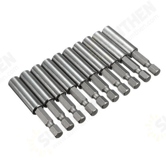 10pcs 1/4 Inch Hex Shank Release Magnetic Extension Socket Drill Bit Holder Power Tools